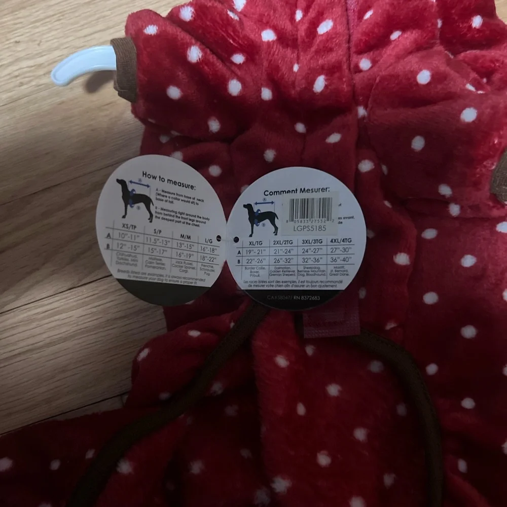 NWT Red Polka Dot Dog Onesie with antlers pajamas sz Small S